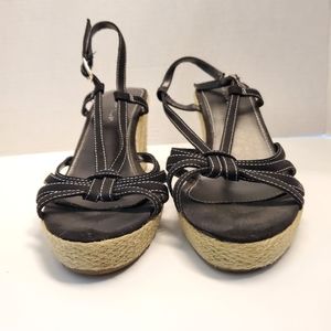 Black espadrille wedges, size 9.5